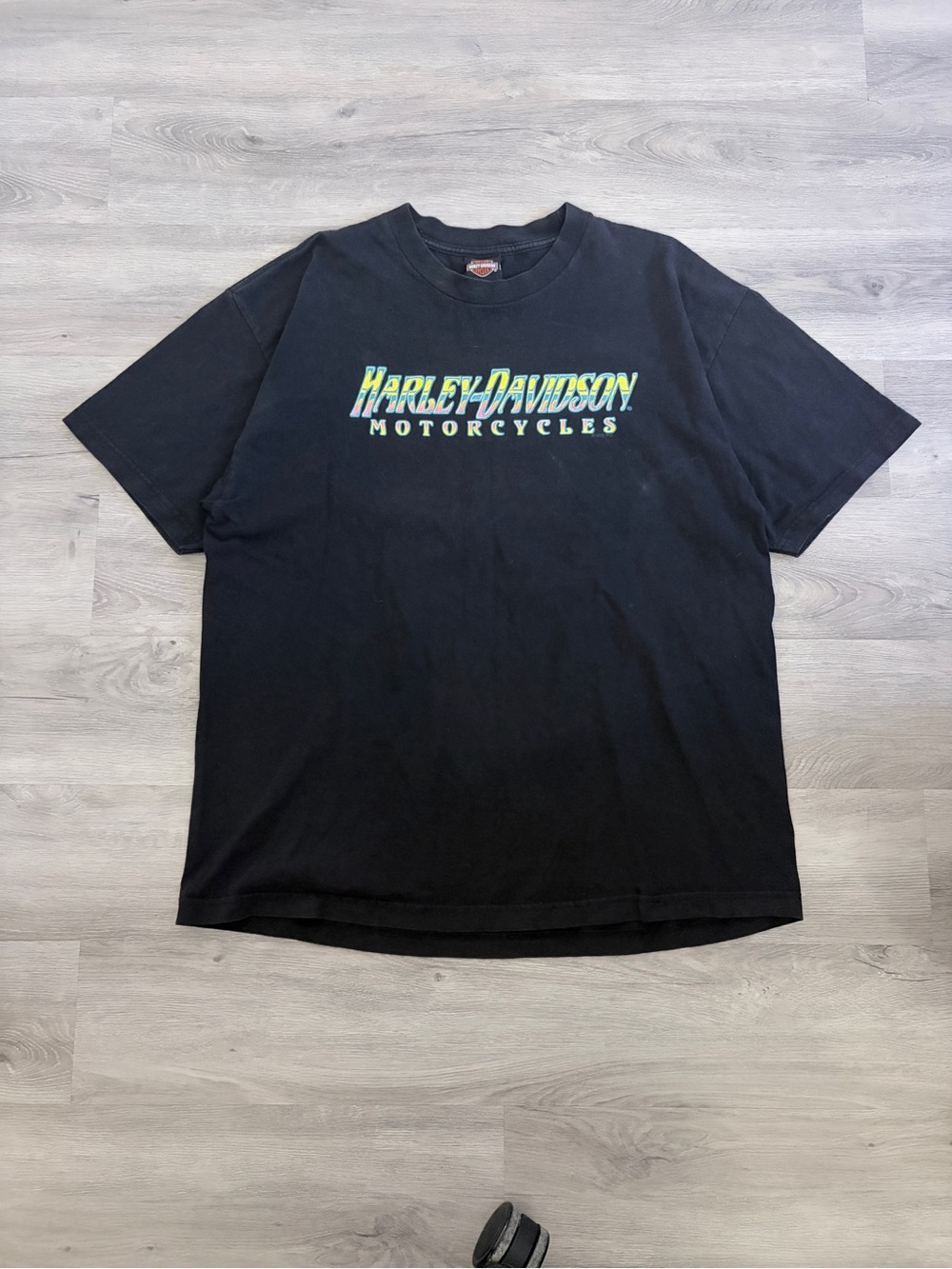 Harley-Davidson Black Short Sleeve Tee with Neon Yellow-Green Logo